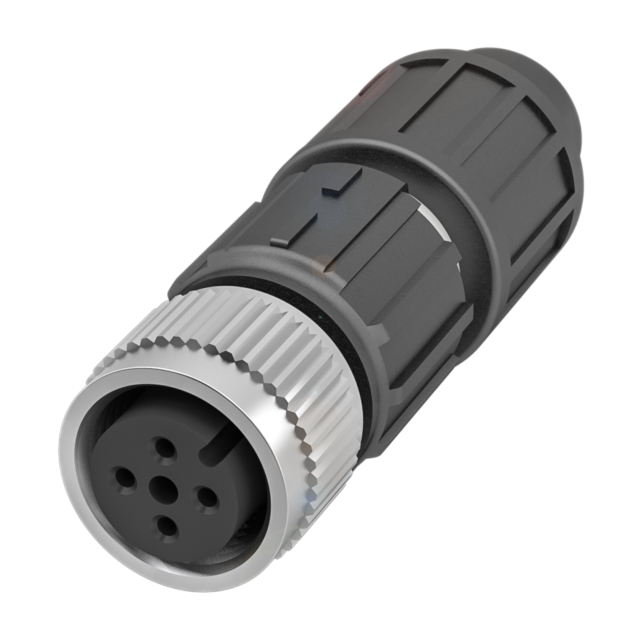 M12母接頭 (F，直頭，5P，A 編碼)(RFID天線用)